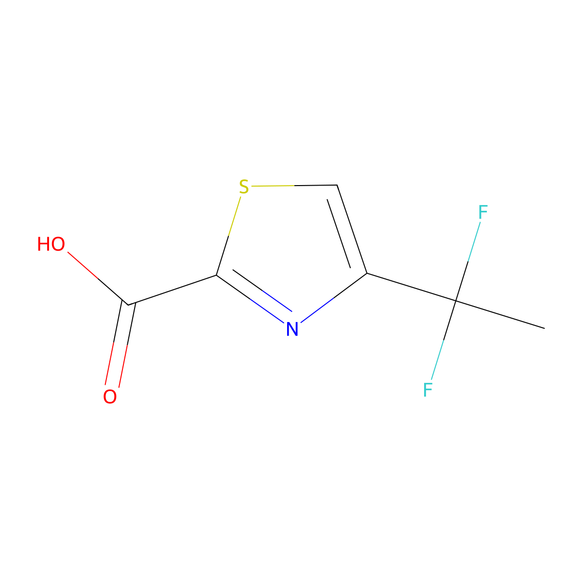 4-(1,1-Difluoroethyl)-1,3-thiazole-2-carboxylic acid molecular structure, CAS 1780878-51-4