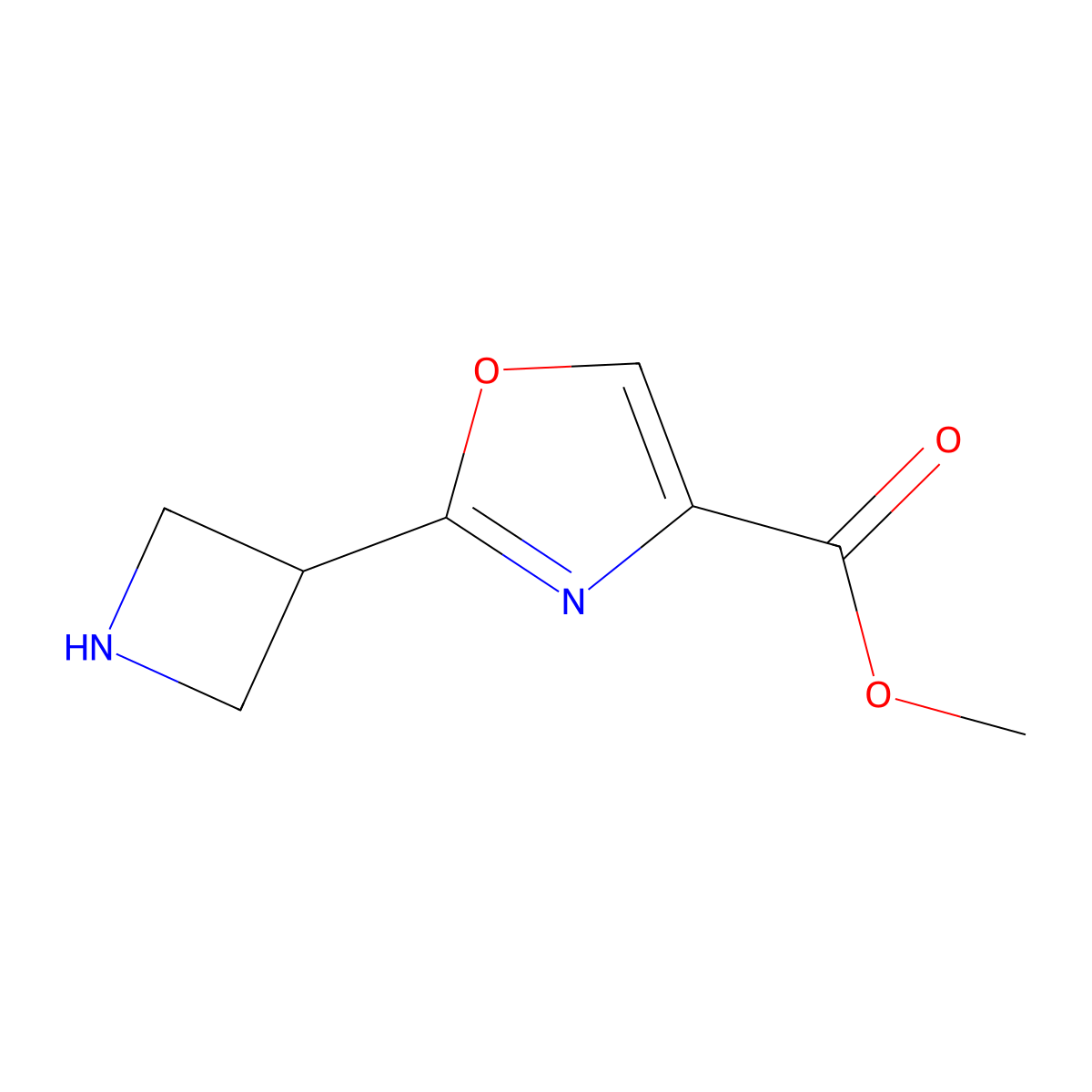 Methyl 2-(azetidin-3-yl)-1,3-oxazole-4-carboxylate molecular structure, CAS 1780878-54-7