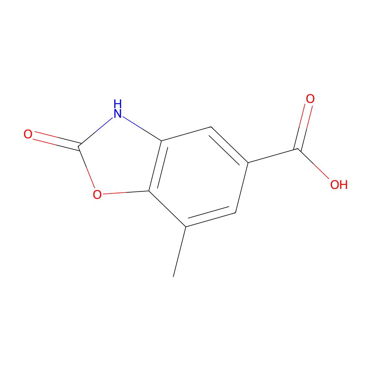 7-methyl-2-oxo-3H-1,3-benzoxazole-5-carboxylic acid molecular structure, CAS 1780879-76-6