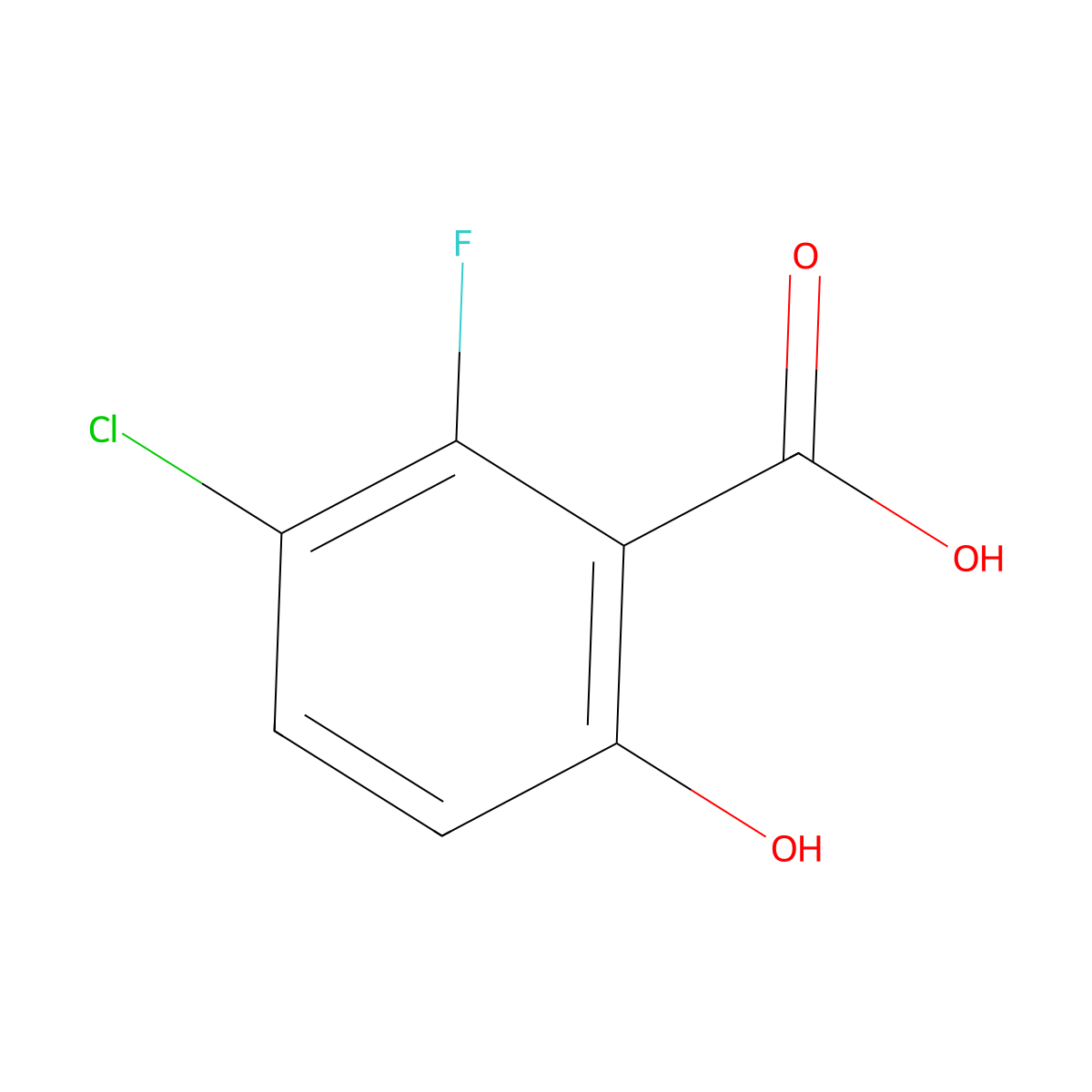 3-Chloro-2-fluoro-6-hydroxybenzoic acid molecular structure, CAS 1780881-02-8