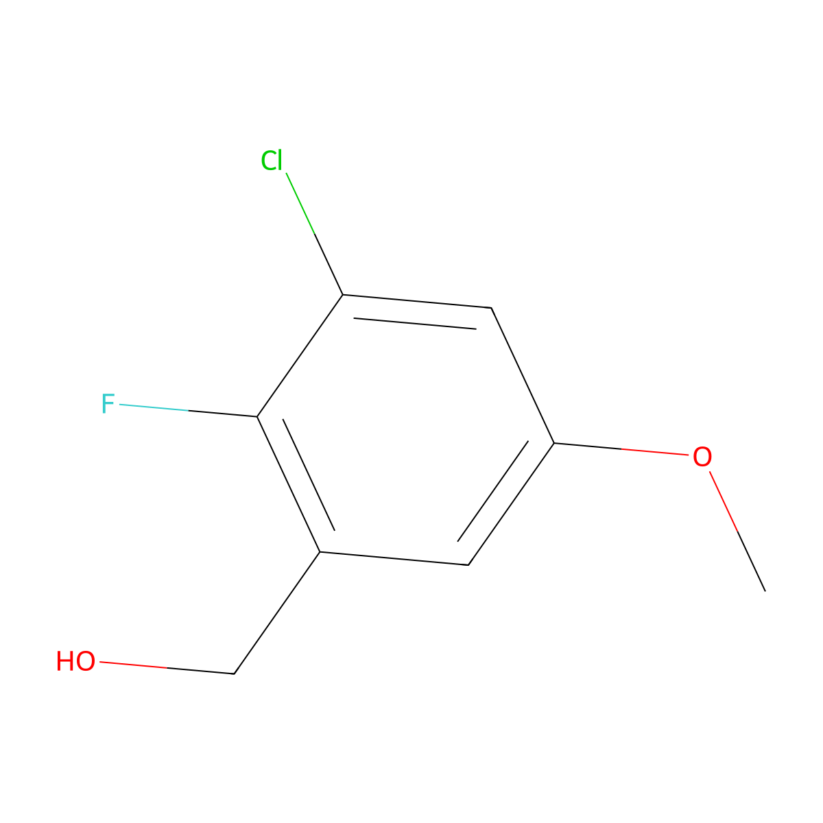 (3-Chloro-2-fluoro-5-methoxyphenyl)methanol molecular structure, CAS 1780881-13-1
