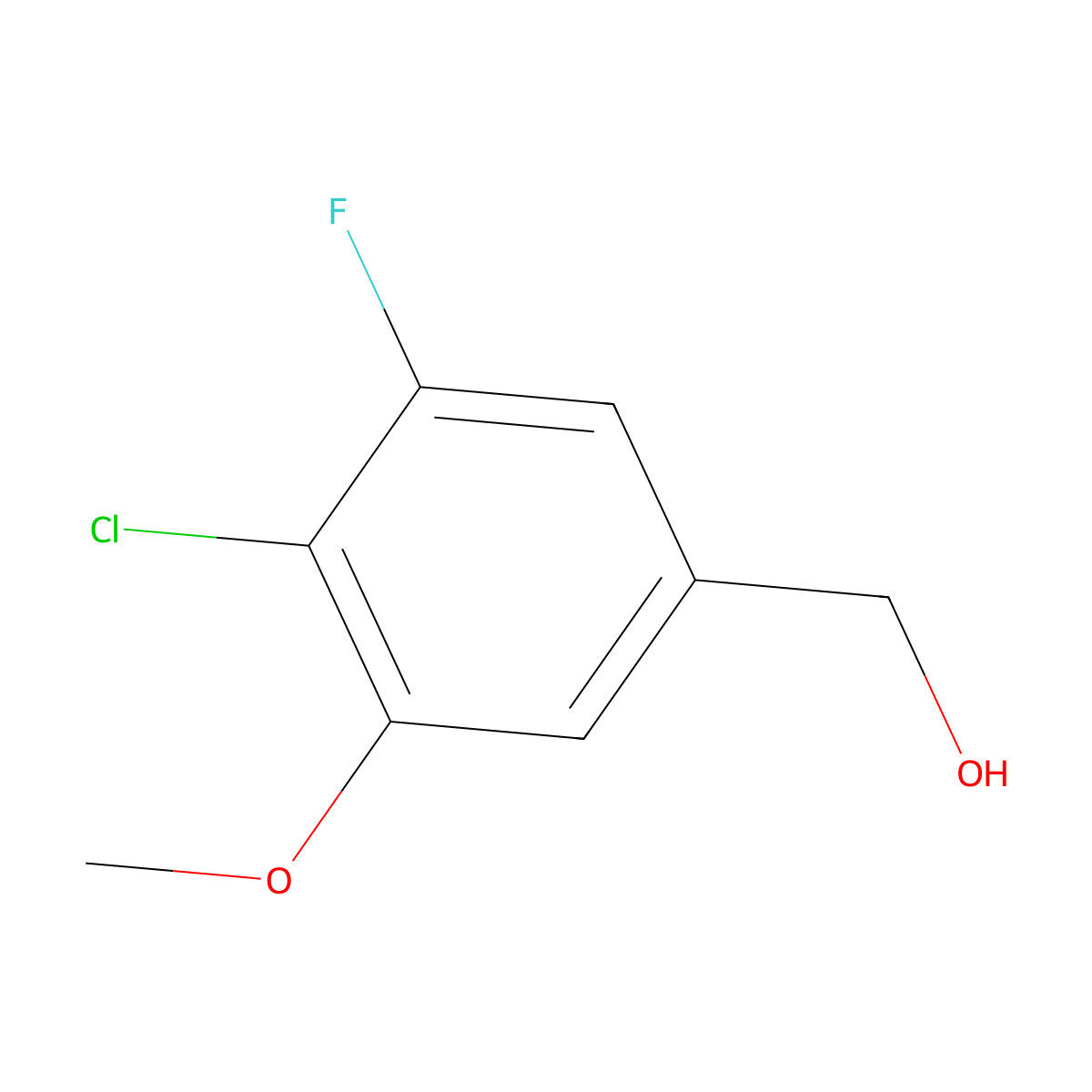 (4-Chloro-3-fluoro-5-methoxyphenyl)methanol molecular structure, CAS 1780881-32-4