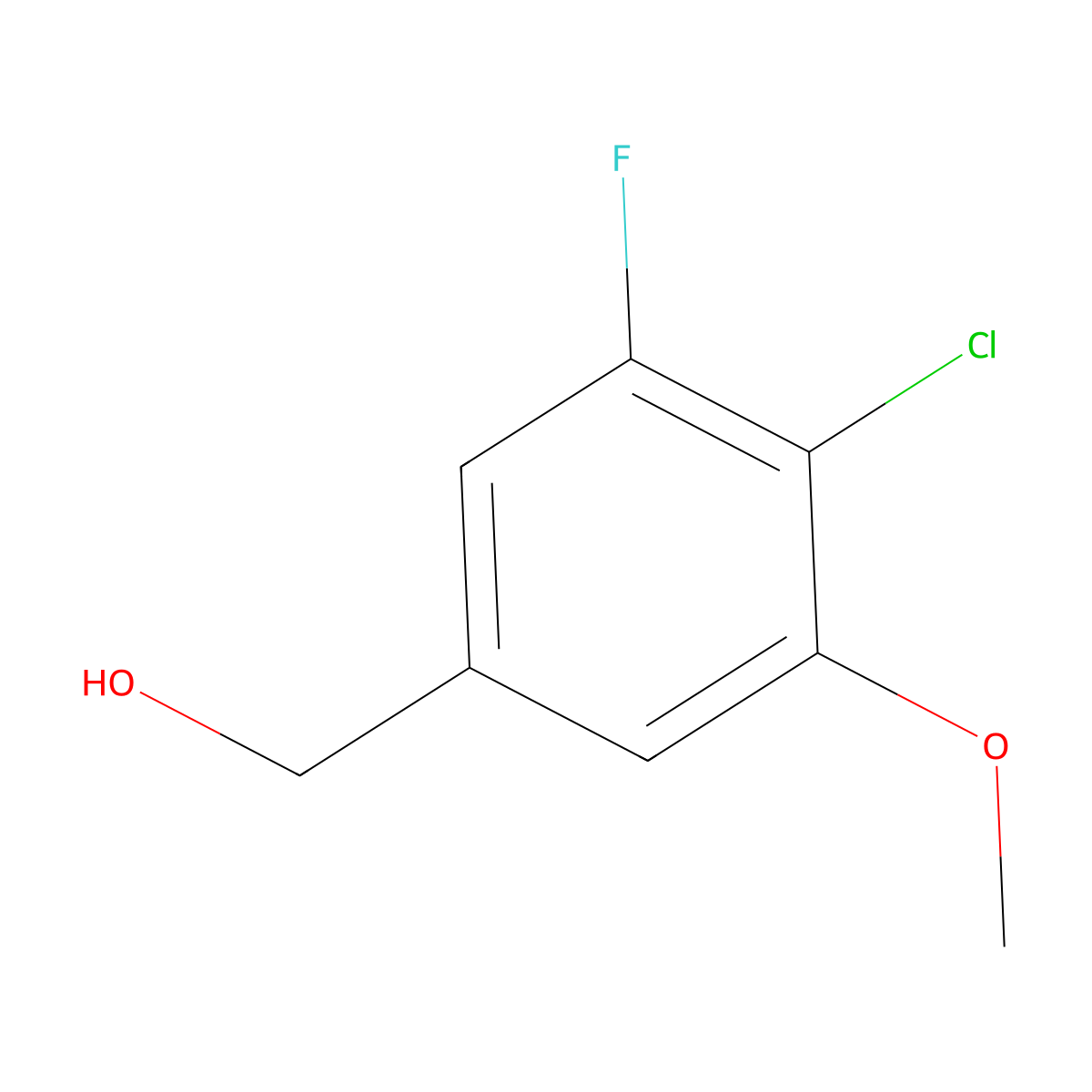 (4-Chloro-3-fluoro-5-methoxyphenyl)methanol molecular structure, CAS 1780881-32-4