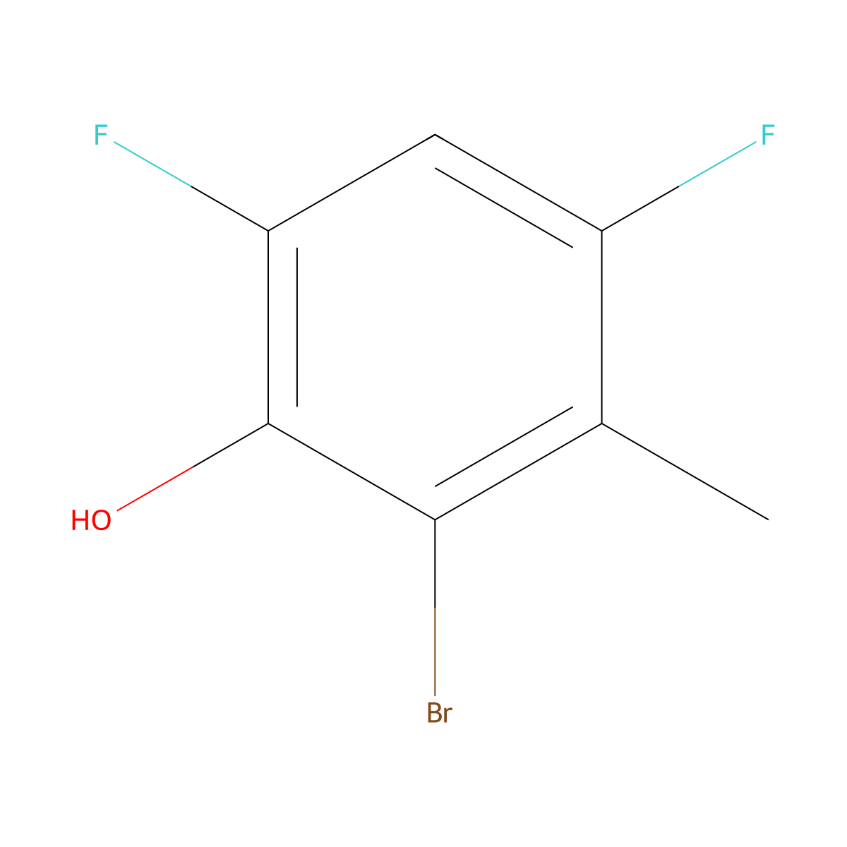 2-Bromo-4,6-difluoro-3-methylphenol molecular structure, CAS 1780882-51-0