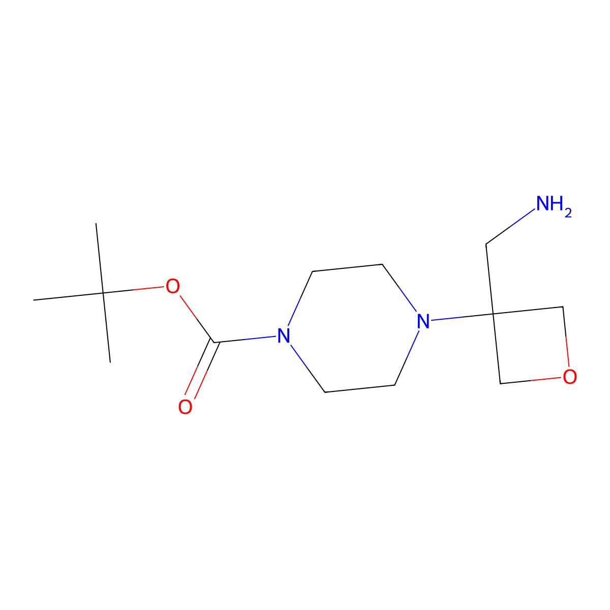 Tert-butyl 4-[3-(aminomethyl)oxetan-3-yl]piperazine-1-carboxylate molecular structure, CAS 1780885-59-7