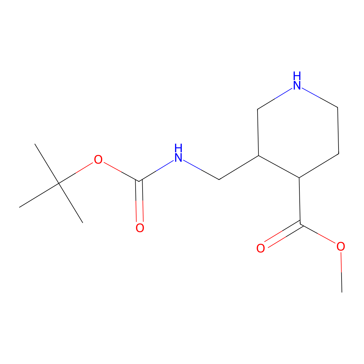 Methyl 3-({[(tert-butoxy)carbonyl]amino}methyl)piperidine-4-carboxylate molecular structure, CAS 1780888-75-6