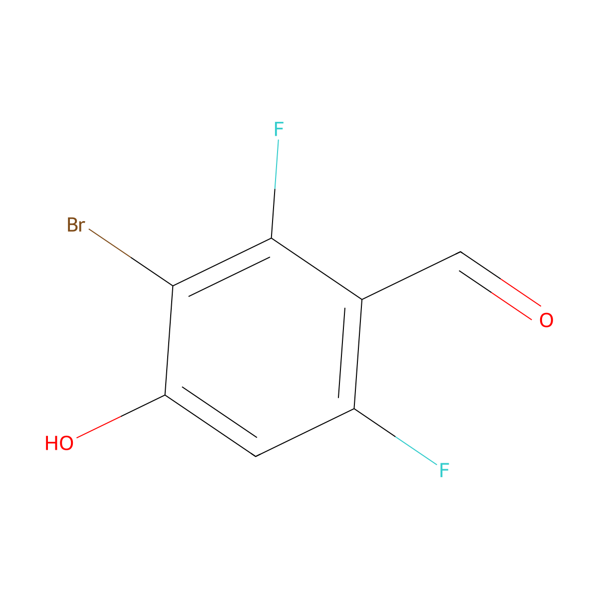 3-Bromo-2,6-difluoro-4-hydroxybenzaldehyde molecular structure, CAS 1780889-40-8