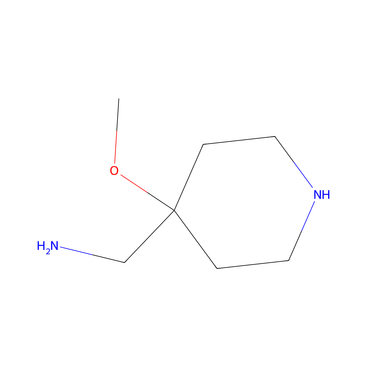 (4-Methoxypiperidin-4-yl)methanamine molecular structure, CAS 1780891-05-5