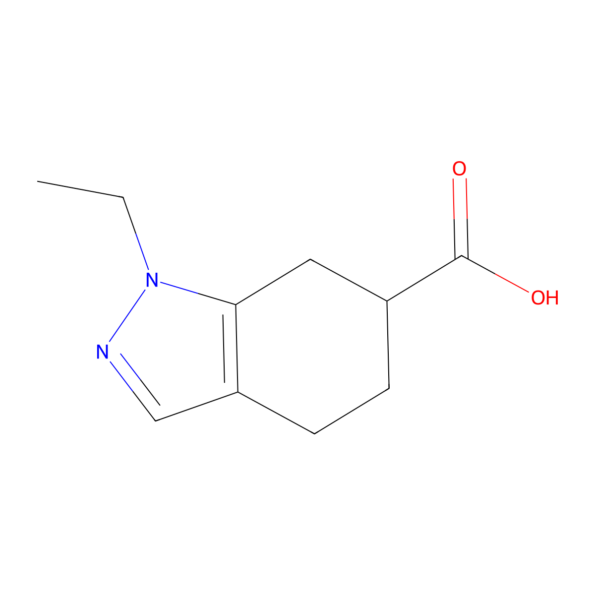 1-ethyl-4,5,6,7-tetrahydro-1H-indazole-6-carboxylic acid molecular structure, CAS 1780892-10-5