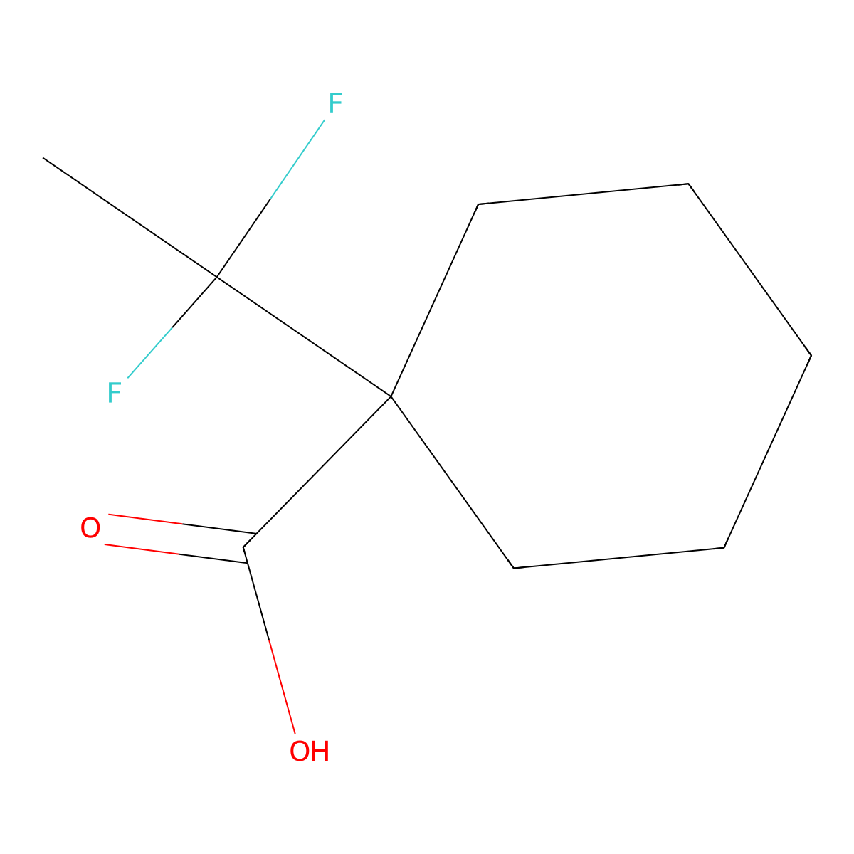 1-(1,1-Difluoroethyl)cyclohexane-1-carboxylic acid molecular structure, CAS 1780898-80-7