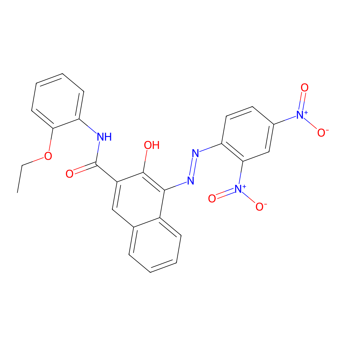 2-Naphthalenecarboxamide, 4-(2-(2,4-dinitrophenyl)diazenyl)-N-(2-ethoxyphenyl)-3-hydroxy- molecular structure, CAS 17809-07-3