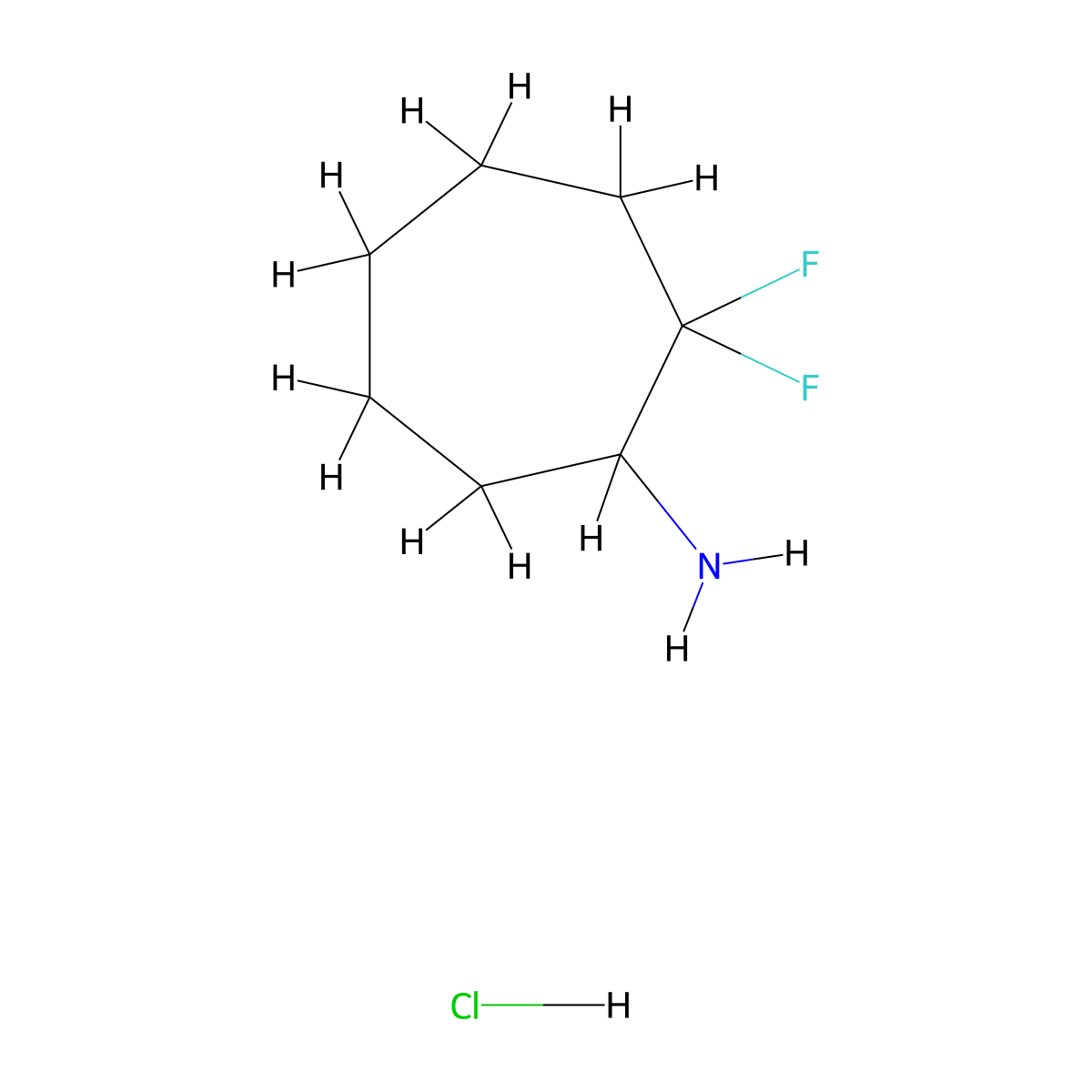 2,2-Difluorocycloheptan-1-amine hydrochloride molecular structure, CAS 1780901-05-4