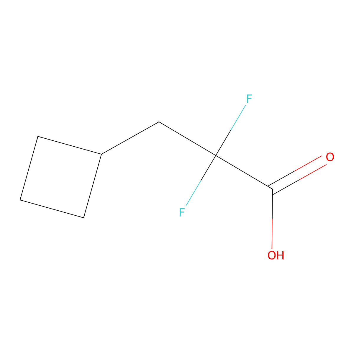 3-Cyclobutyl-2,2-difluoropropanoic acid molecular structure, CAS 1780905-32-9