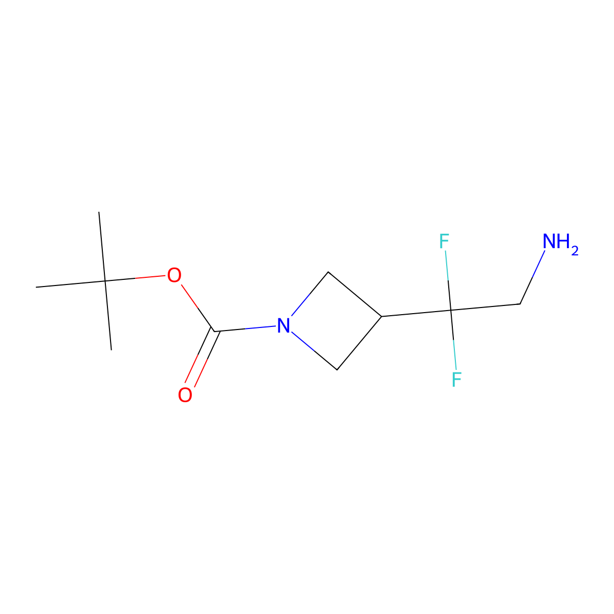 Tert-butyl 3-(2-amino-1,1-difluoroethyl)azetidine-1-carboxylate molecular structure, CAS 1780909-44-5