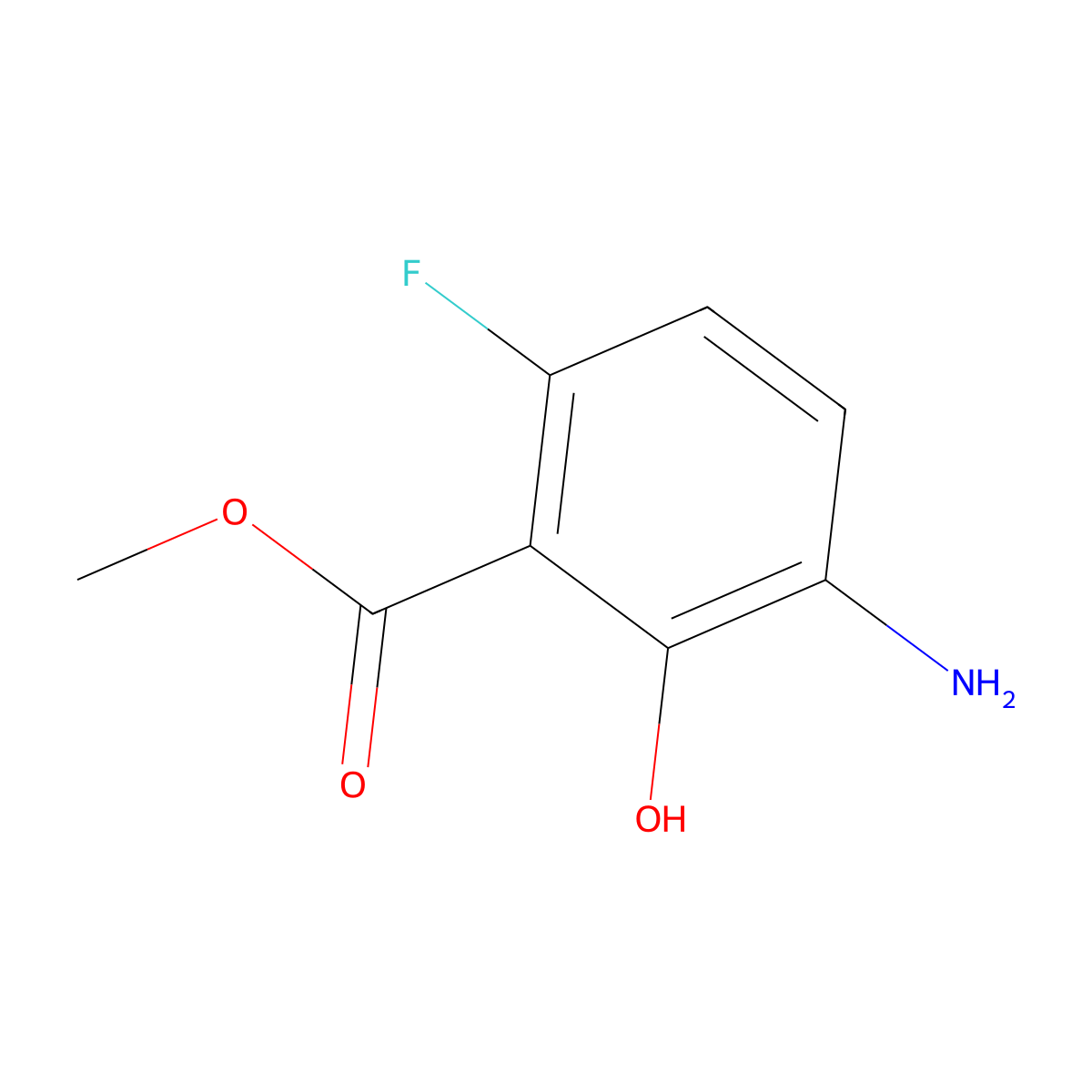 Methyl 3-amino-6-fluoro-2-hydroxybenzoate molecular structure, CAS 1780909-97-8
