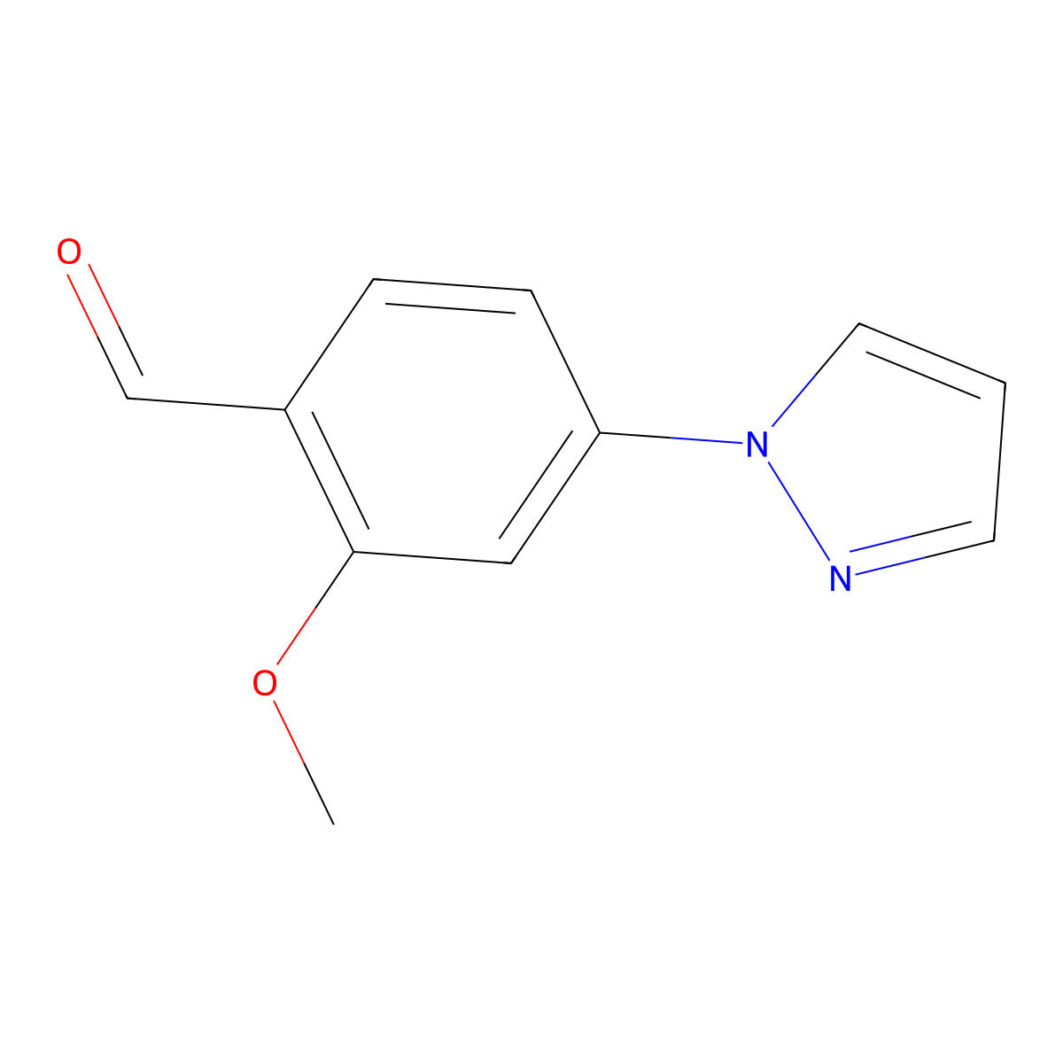 2-methoxy-4-(1H-pyrazol-1-yl)benzaldehyde molecular structure, CAS 1780916-70-2