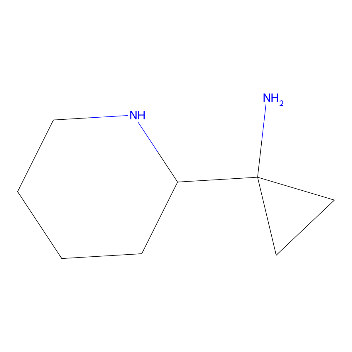 1-(Piperidin-2-yl)cyclopropan-1-amine molecular structure, CAS 1780919-10-9