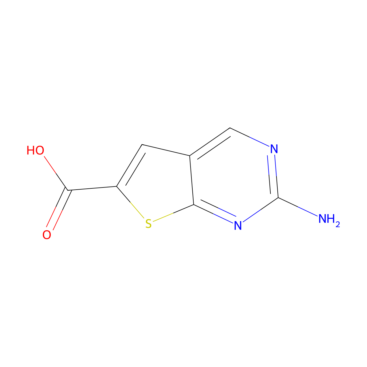 2-Aminothieno[2,3-d]pyrimidine-6-carboxylic acid molecular structure, CAS 1780922-44-2