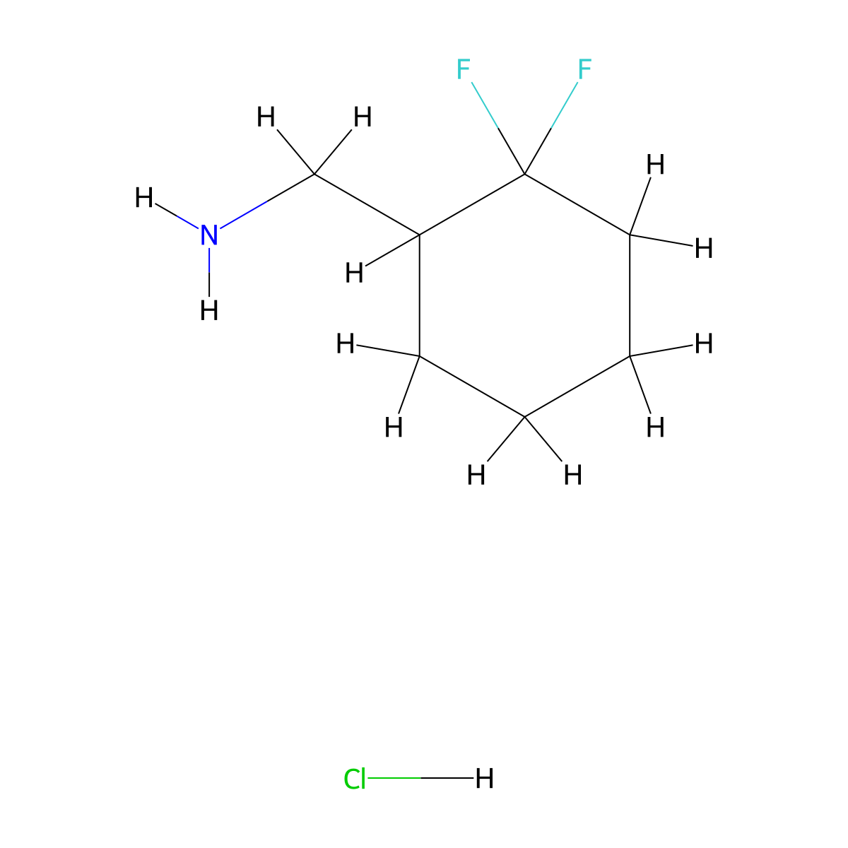 (2,2-Difluorocyclohexyl)methanamine hydrochloride molecular structure, CAS 1780923-10-5