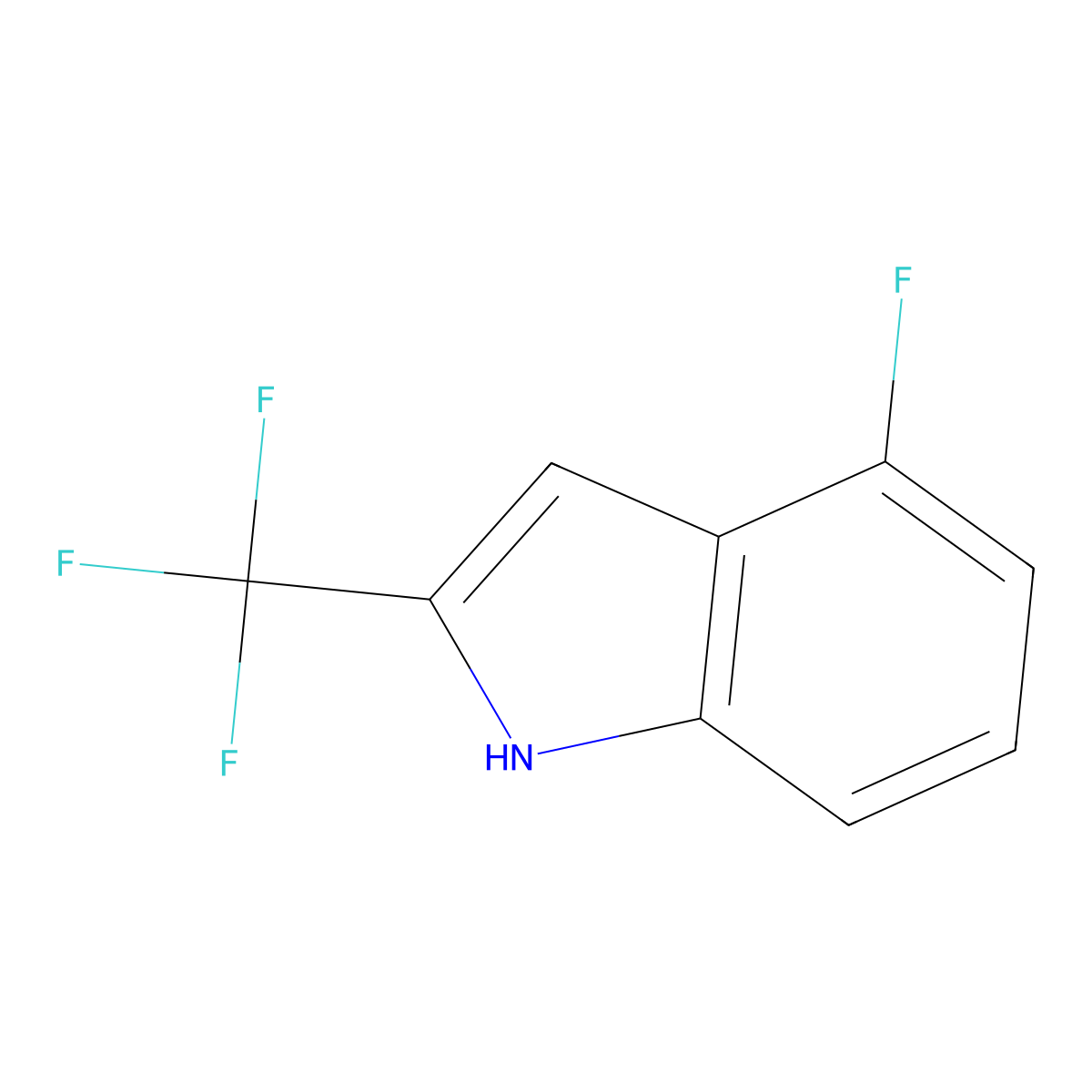 4-Fluoro-2-(trifluoromethyl)-1H-indole molecular structure, CAS 1780932-13-9