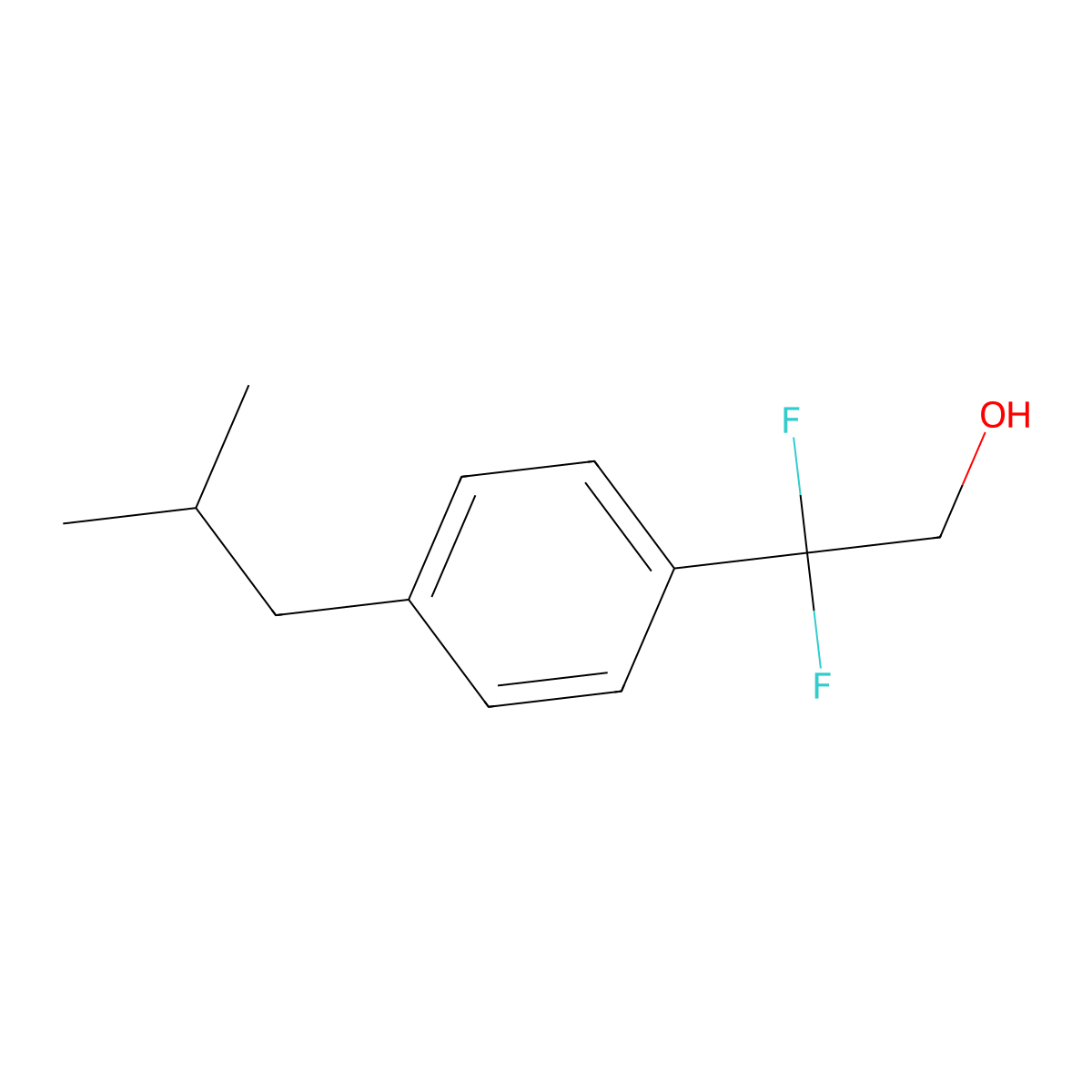 2,2-Difluoro-2-[4-(2-methylpropyl)phenyl]ethan-1-ol molecular structure, CAS 1780937-44-1
