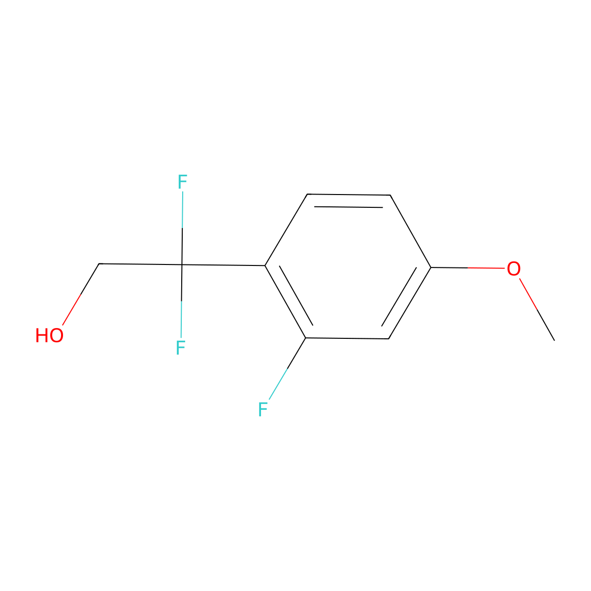 2,2-Difluoro-2-(2-fluoro-4-methoxyphenyl)ethan-1-ol molecular structure, CAS 1780937-63-4