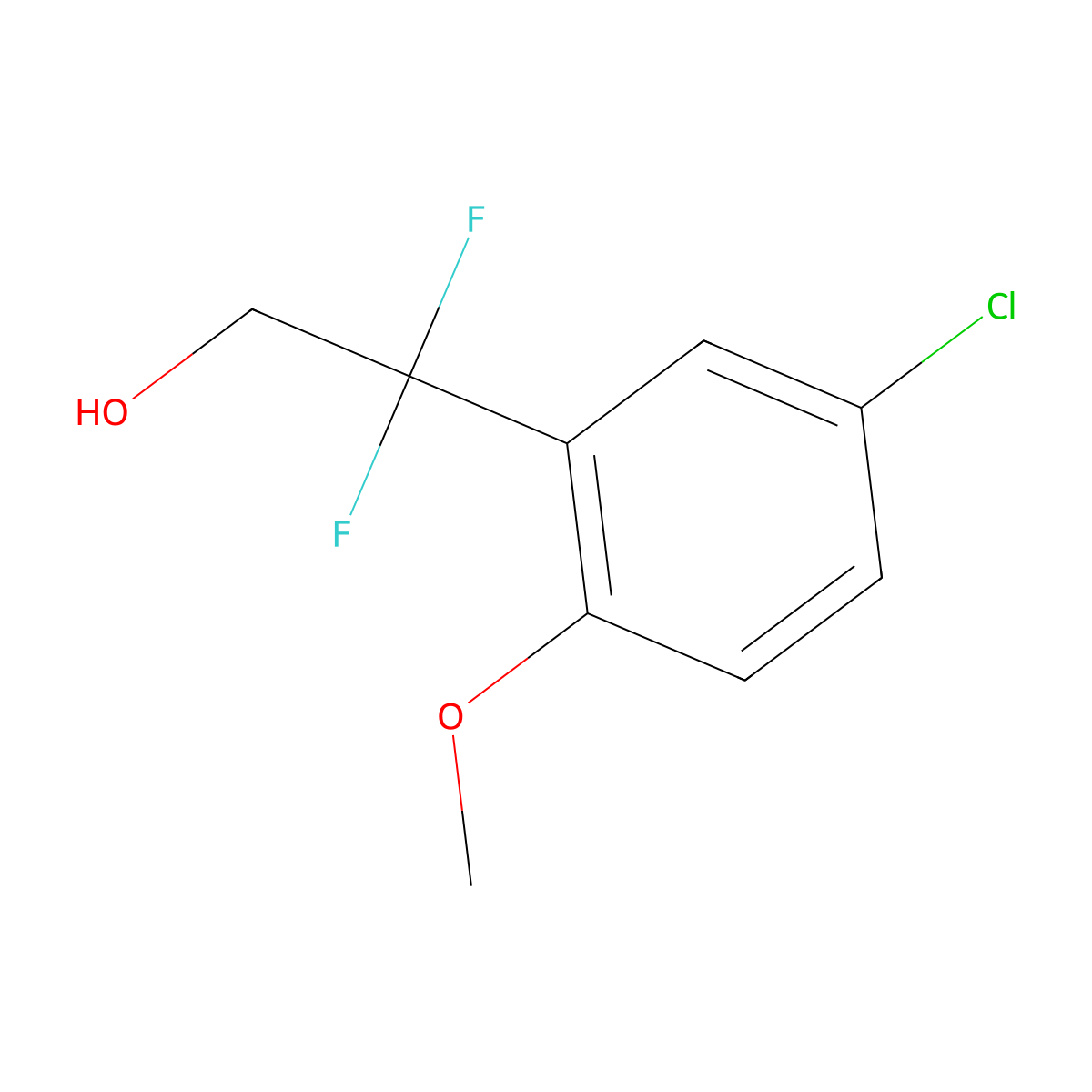 2-(5-Chloro-2-methoxyphenyl)-2,2-difluoroethan-1-ol molecular structure, CAS 1780938-59-1