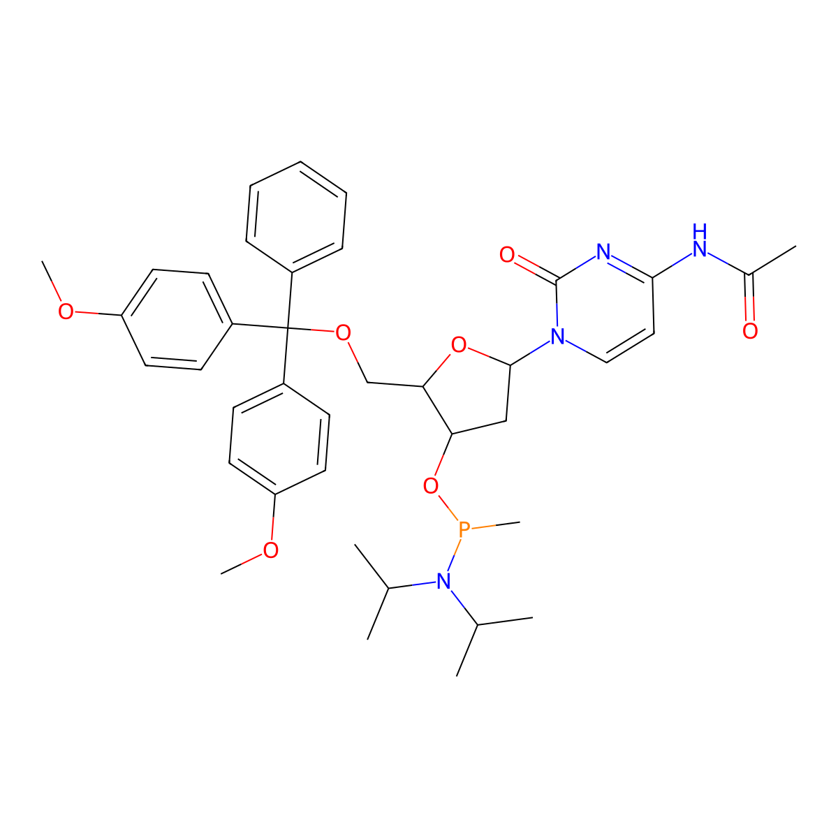 5'-DMTr-dC (Ac)-methylphosphonamidite molecular structure, CAS 178094-78-5