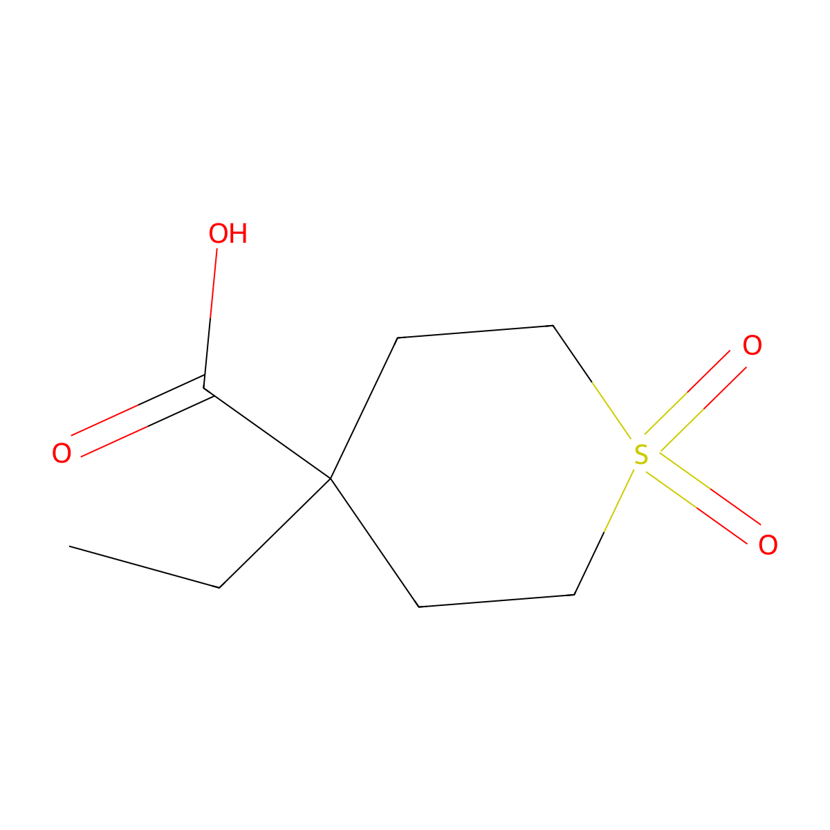 4-Ethyl-1,1-dioxo-1Lambda(6)-thiane-4-carboxylic acid molecular structure, CAS 1780940-51-3