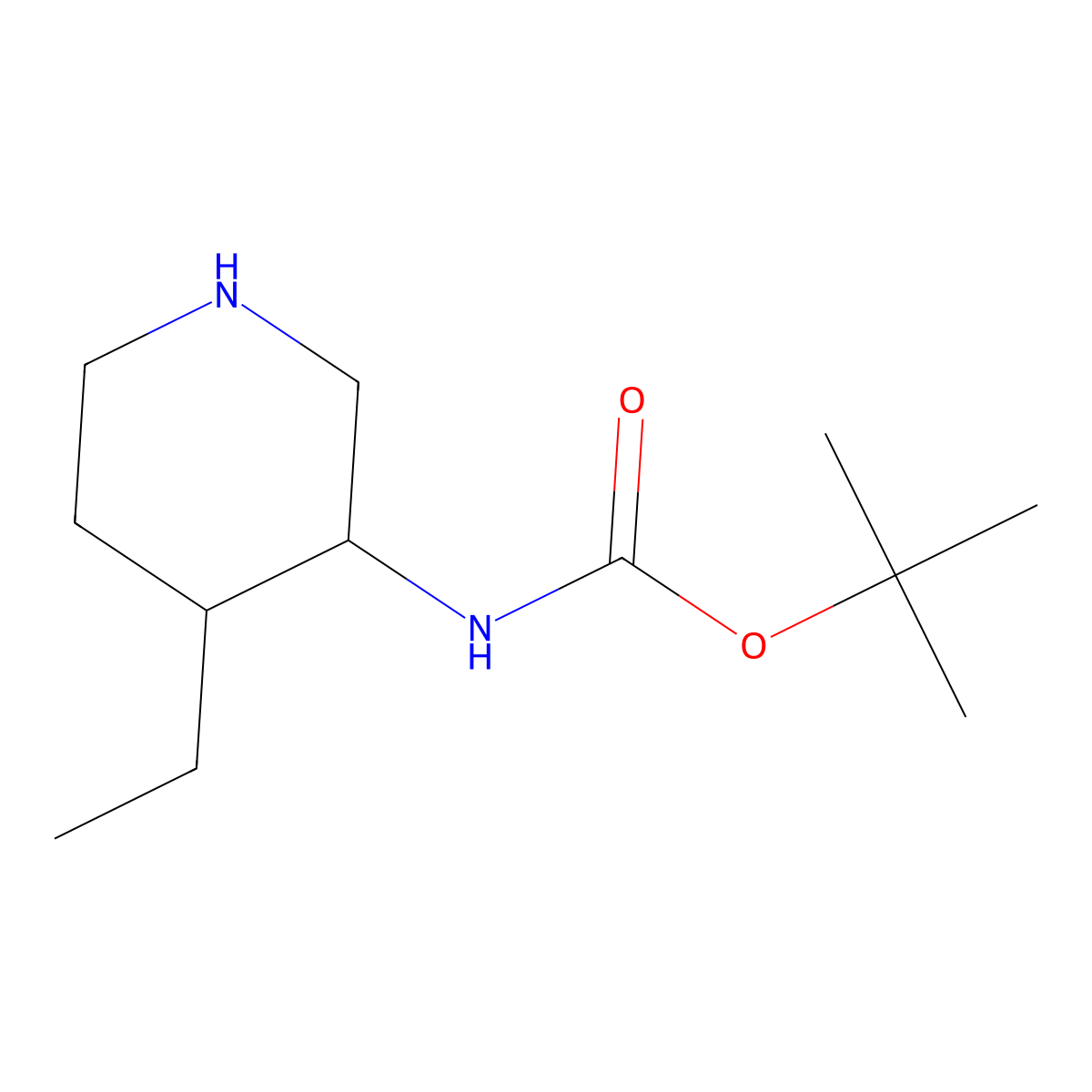 tert-butyl N-(4-ethylpiperidin-3-yl)carbamate molecular structure, CAS 1780943-71-6