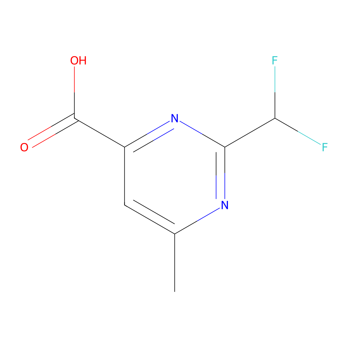 2-(Difluoromethyl)-6-methylpyrimidine-4-carboxylic acid molecular structure, CAS 1780943-98-7