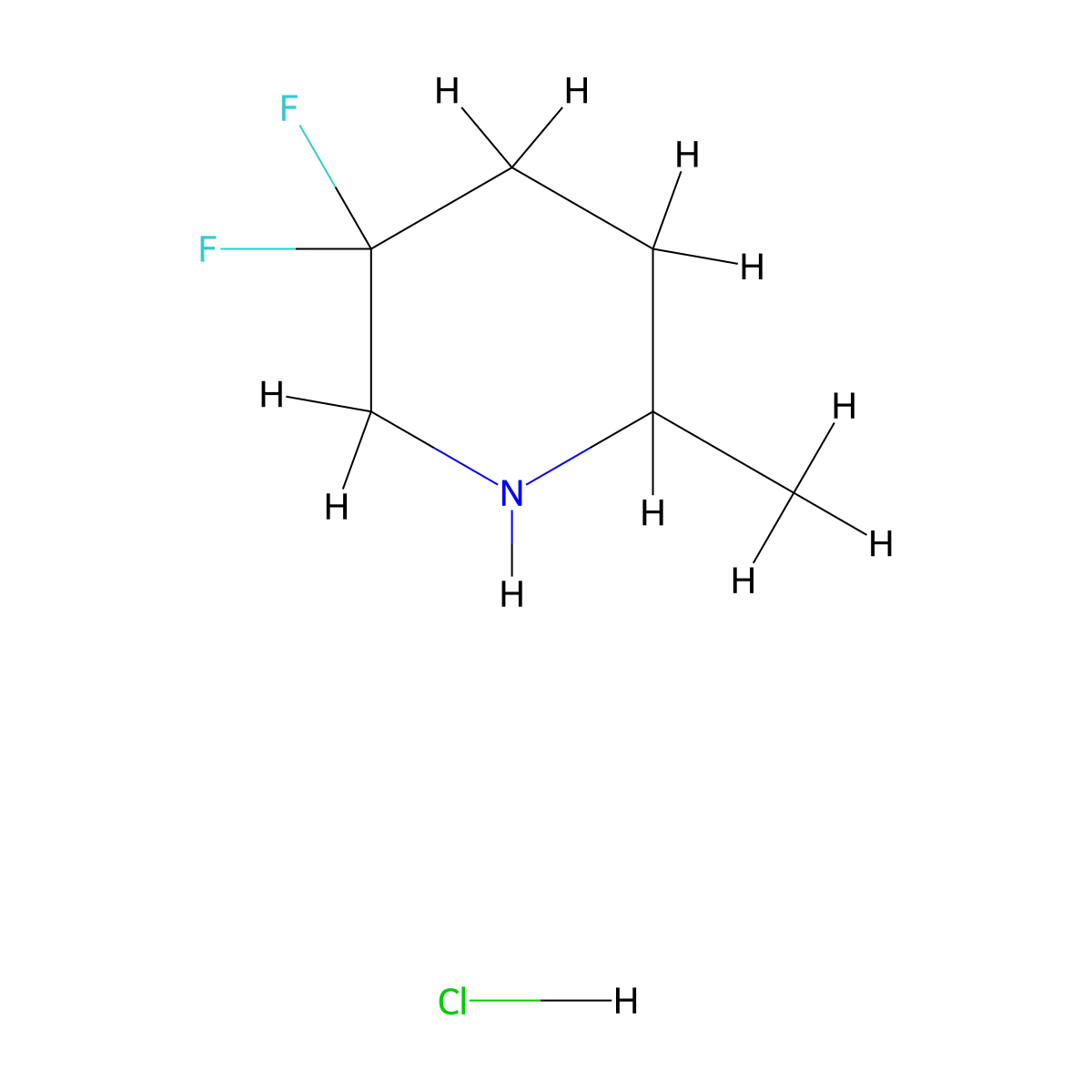 5,5-Difluoro-2-methylpiperidine hydrochloride molecular structure, CAS 1780950-86-8