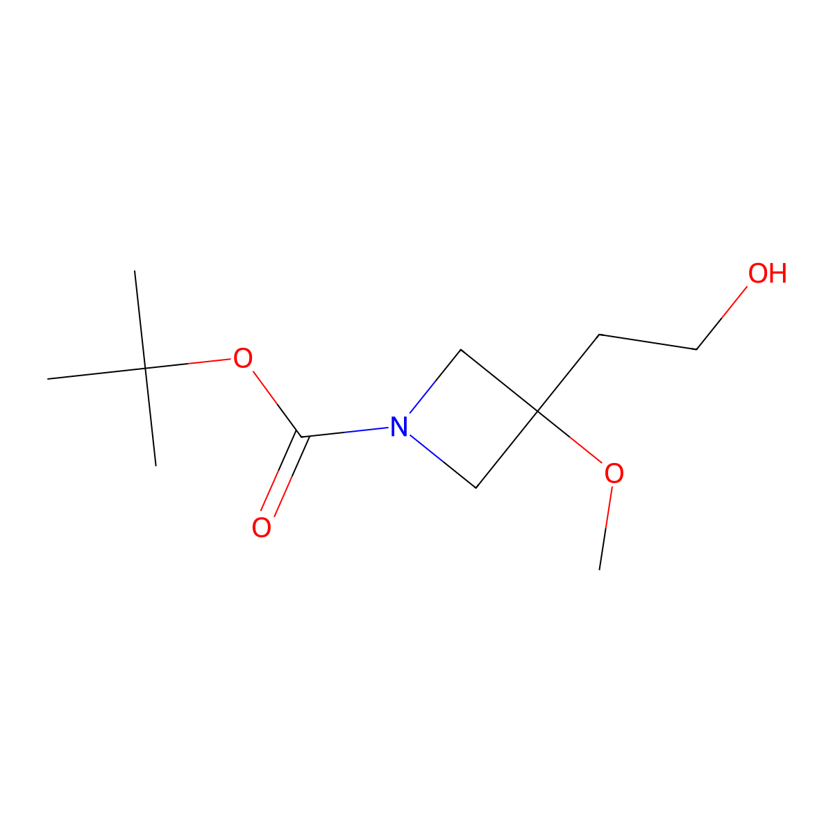 Tert-butyl 3-(2-hydroxyethyl)-3-methoxyazetidine-1-carboxylate molecular structure, CAS 1780965-85-6