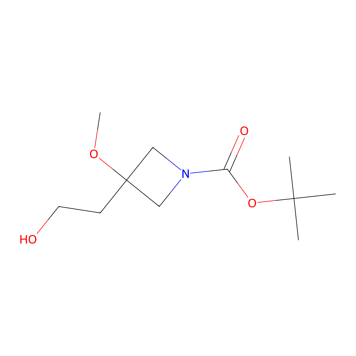 Tert-butyl 3-(2-hydroxyethyl)-3-methoxyazetidine-1-carboxylate molecular structure, CAS 1780965-85-6