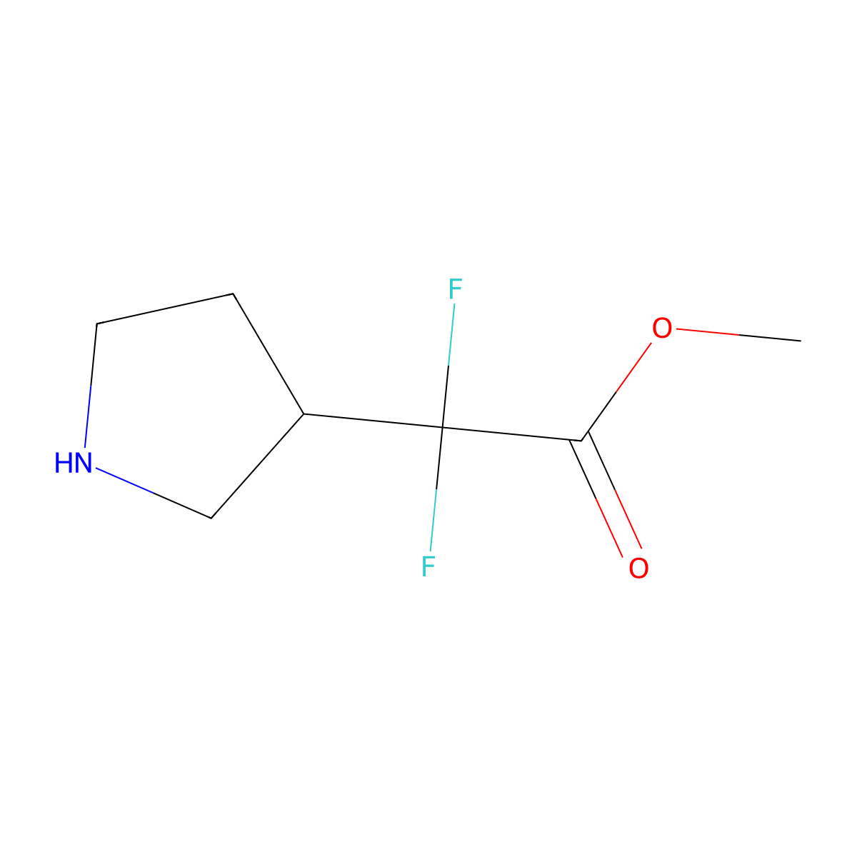 Methyl 2,2-difluoro-2-(pyrrolidin-3-yl)acetate molecular structure, CAS 1780966-14-4