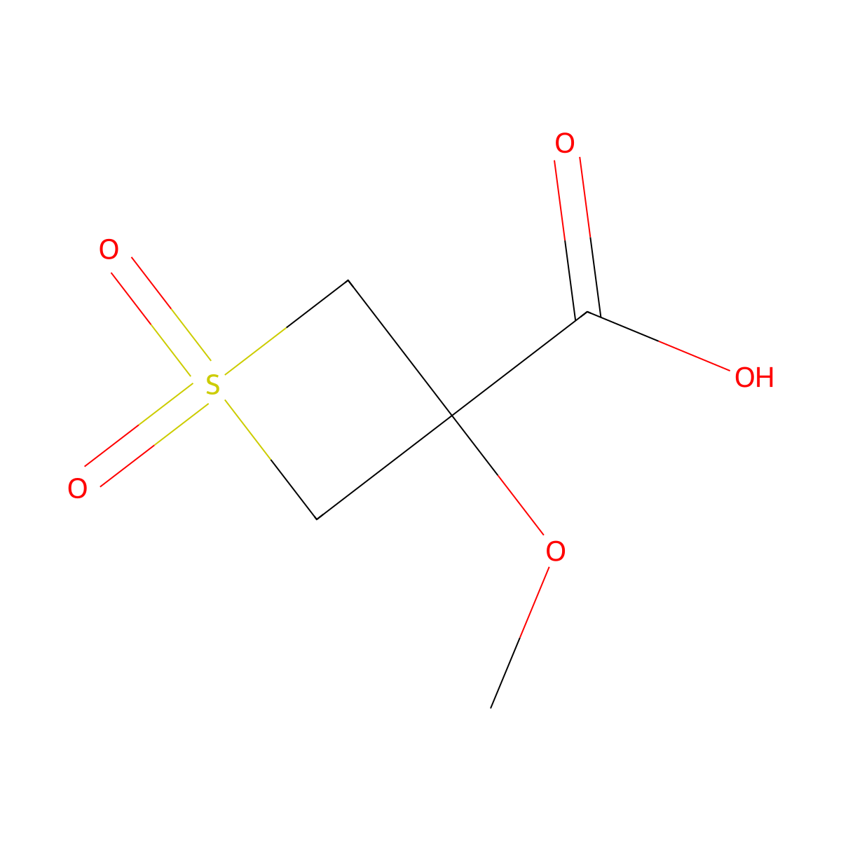 3-Methoxy-1,1-dioxo-1lambda6-thietane-3-carboxylic acid molecular structure, CAS 1780968-16-2