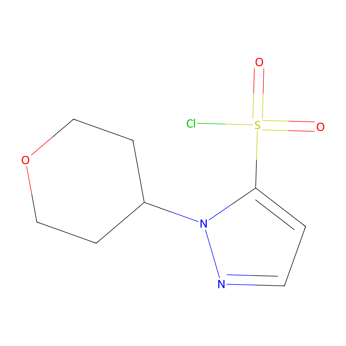 1-(Oxan-4-yl)-1H-pyrazole-5-sulfonylchloride molecular structure, CAS 1780977-87-8