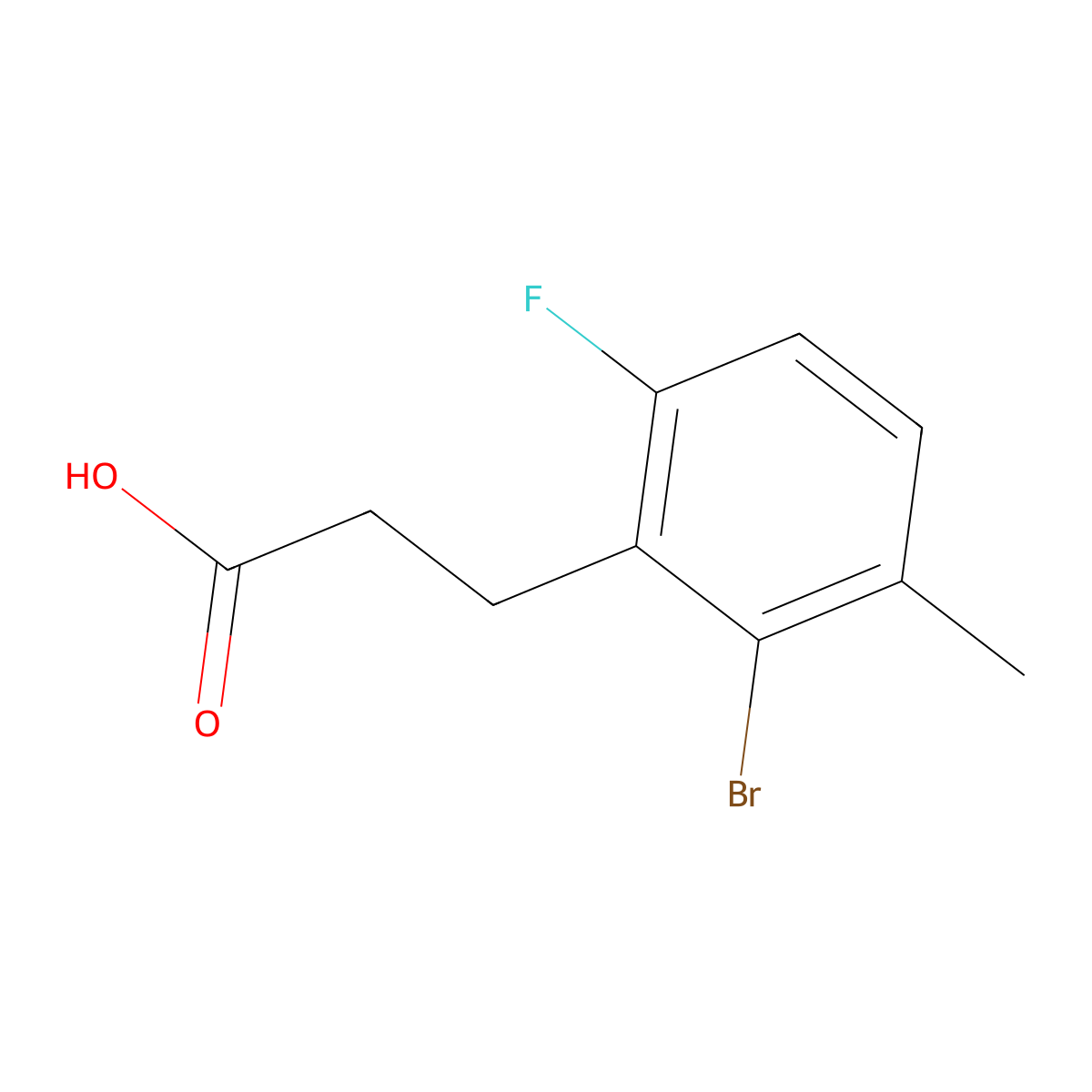 3-(2-Bromo-6-fluoro-3-methylphenyl)propanoic acid molecular structure, CAS 1780980-02-0