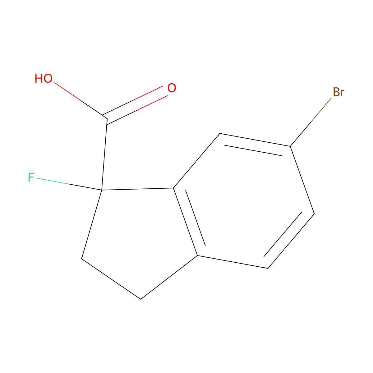 6-Bromo-1-fluoro-2,3-dihydroindene-1-carboxylic acid molecular structure, CAS 1780982-63-9