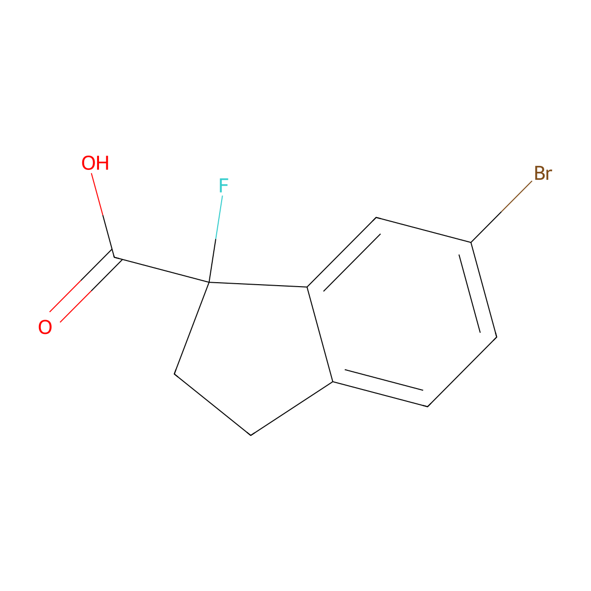 6-Bromo-1-fluoro-2,3-dihydroindene-1-carboxylic acid molecular structure, CAS 1780982-63-9