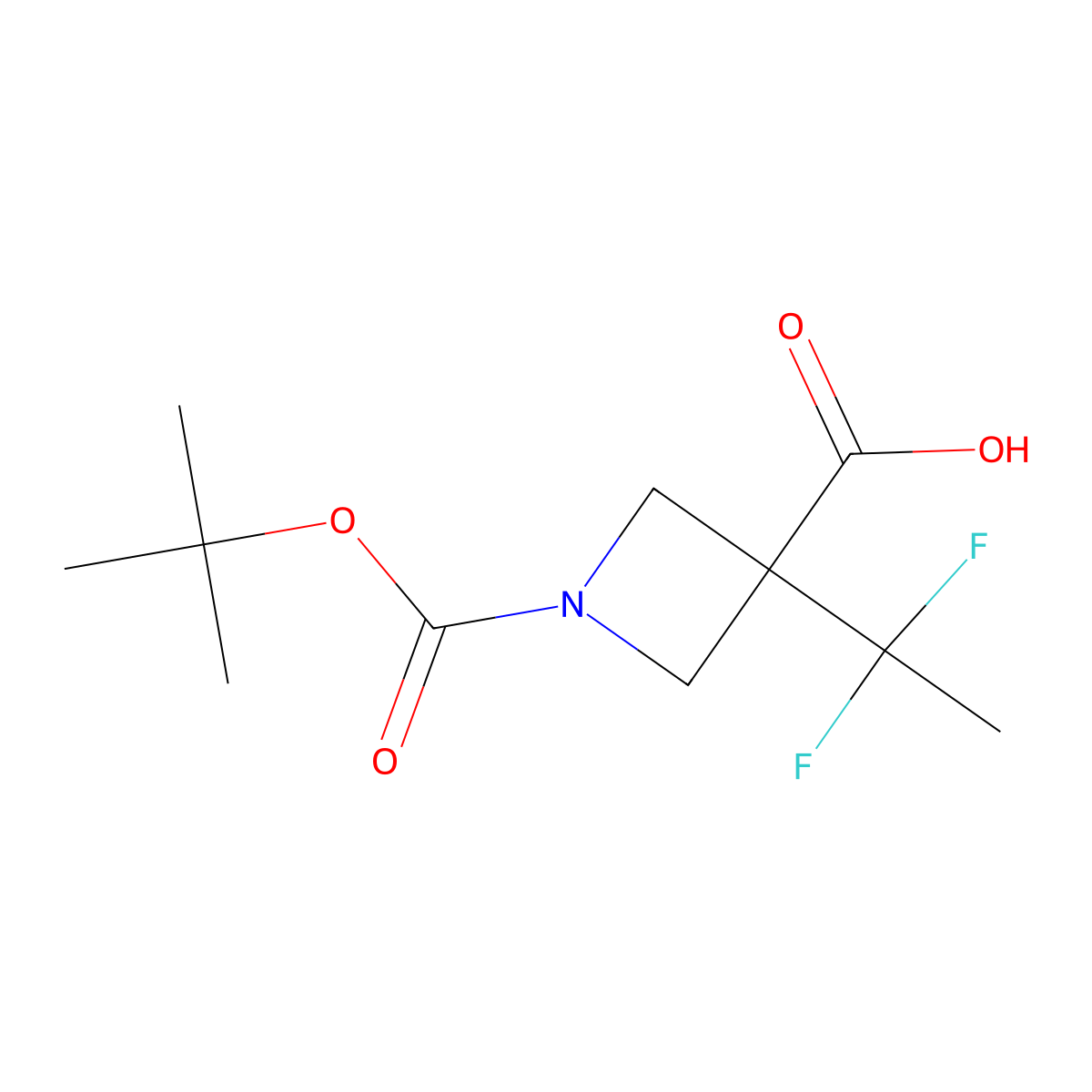 1-[(Tert-butoxy)carbonyl]-3-(1,1-difluoroethyl)azetidine-3-carboxylic acid molecular structure, CAS 1780988-69-3