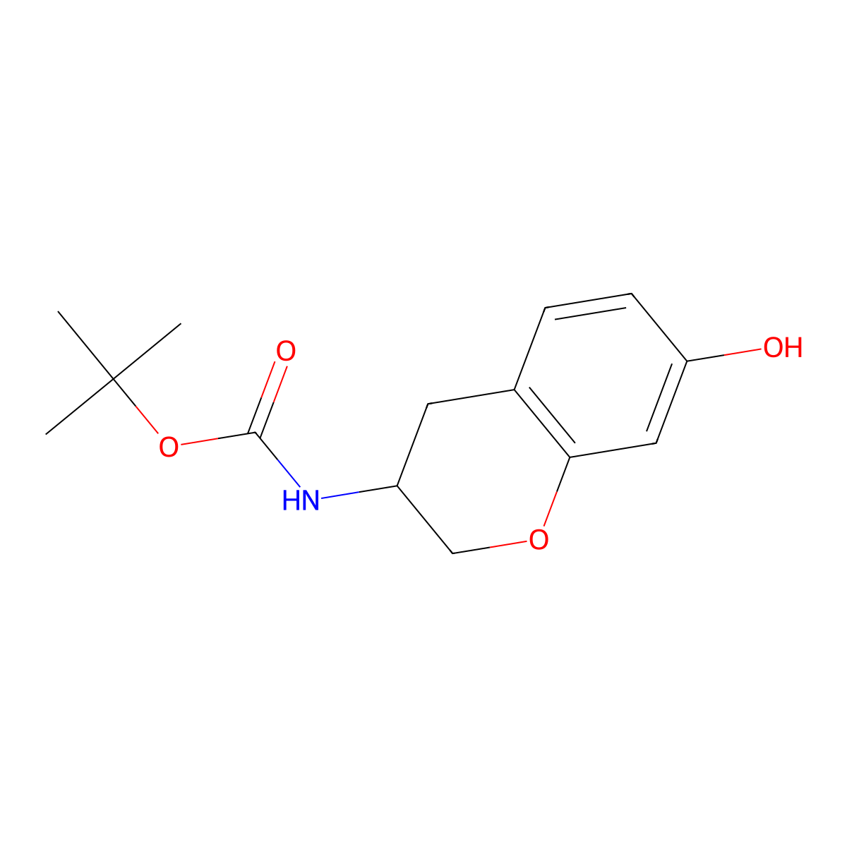 tert-butyl N-(7-hydroxy-3,4-dihydro-2H-1-benzopyran-3-yl)carbamate molecular structure, CAS 1780988-86-4