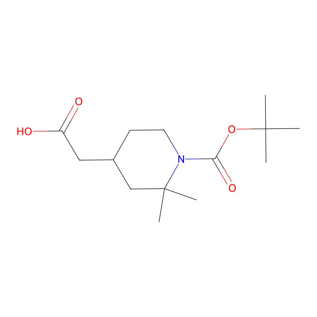 2-{1-[(Tert-butoxy)carbonyl]-2,2-dimethylpiperidin-4-yl}acetic acid molecular structure, CAS 1780990-27-3