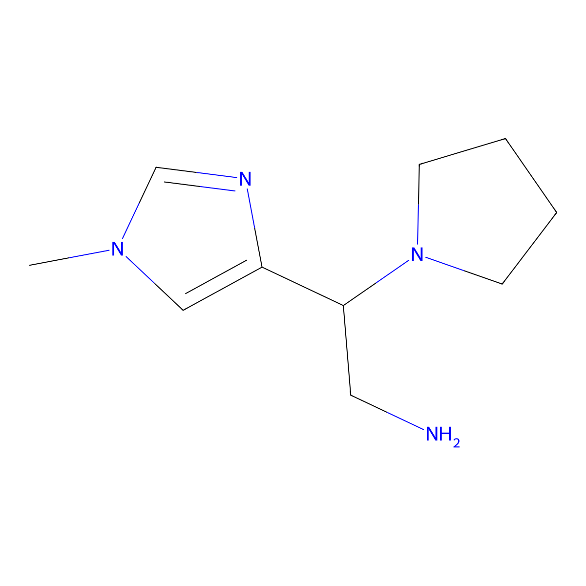 2-(1-methyl-1H-imidazol-4-yl)-2-(pyrrolidin-1-yl)ethan-1-amine molecular structure, CAS 1780990-49-9