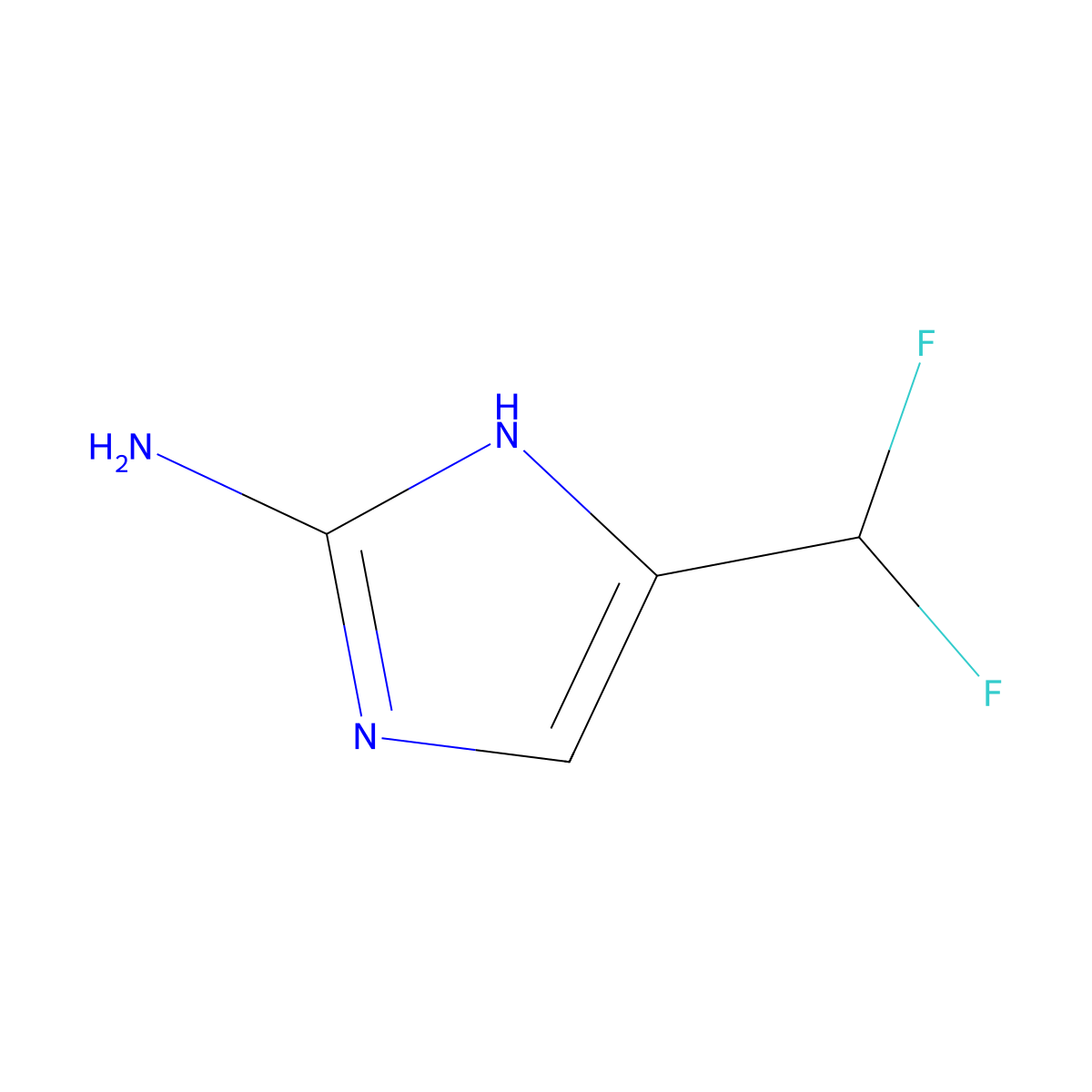 5-(difluoromethyl)-1H-imidazol-2-amine molecular structure, CAS 1780991-96-9