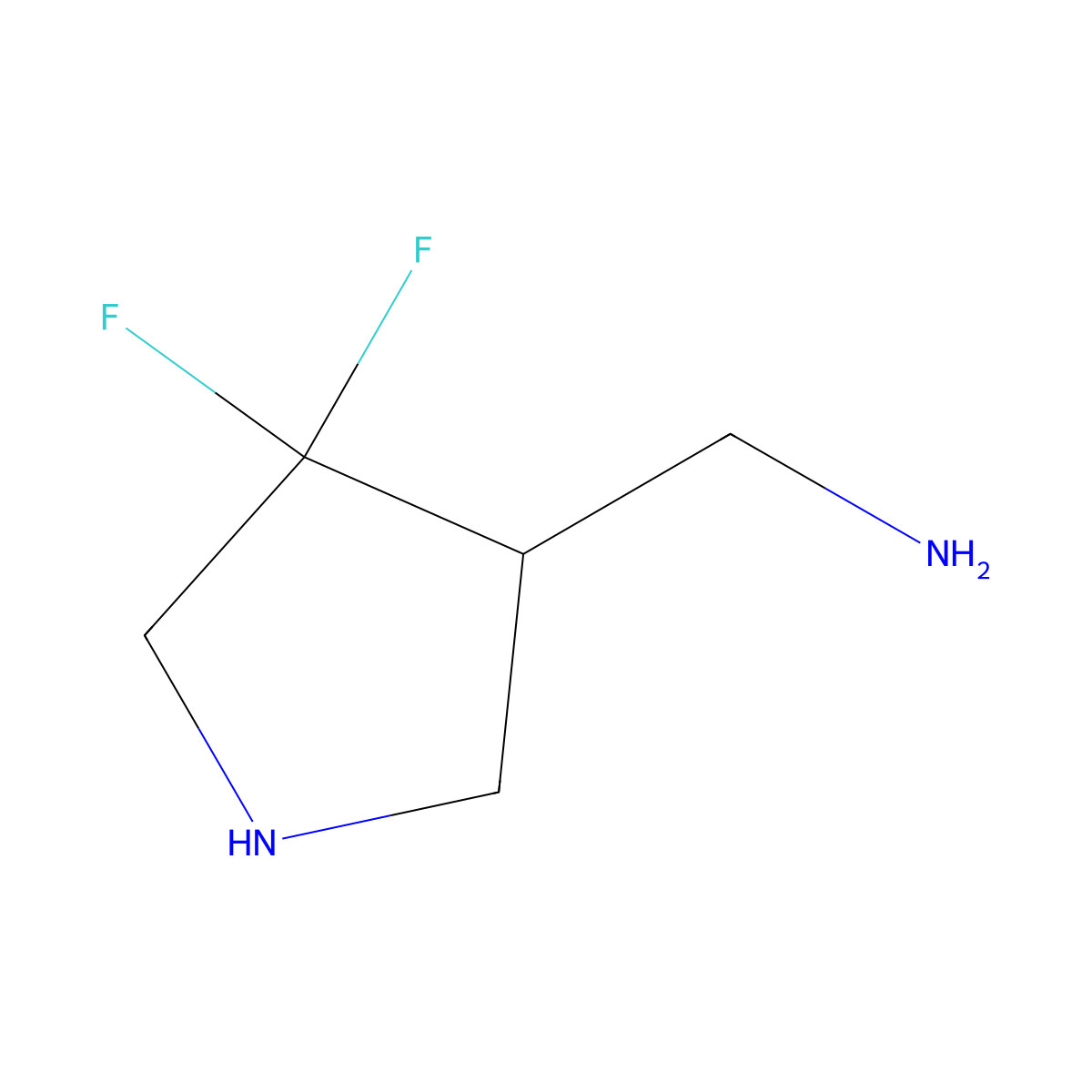 (4,4-Difluoropyrrolidin-3-yl)methanamine molecular structure, CAS 1780992-87-1