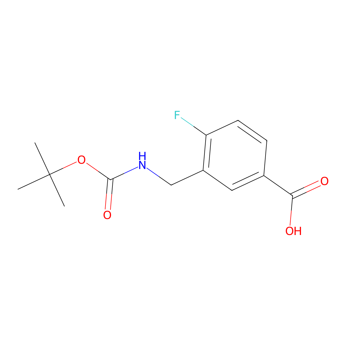3-(((tert-Butoxycarbonyl)amino)methyl)-4-fluorobenzoic acid molecular structure, CAS 1780994-55-9