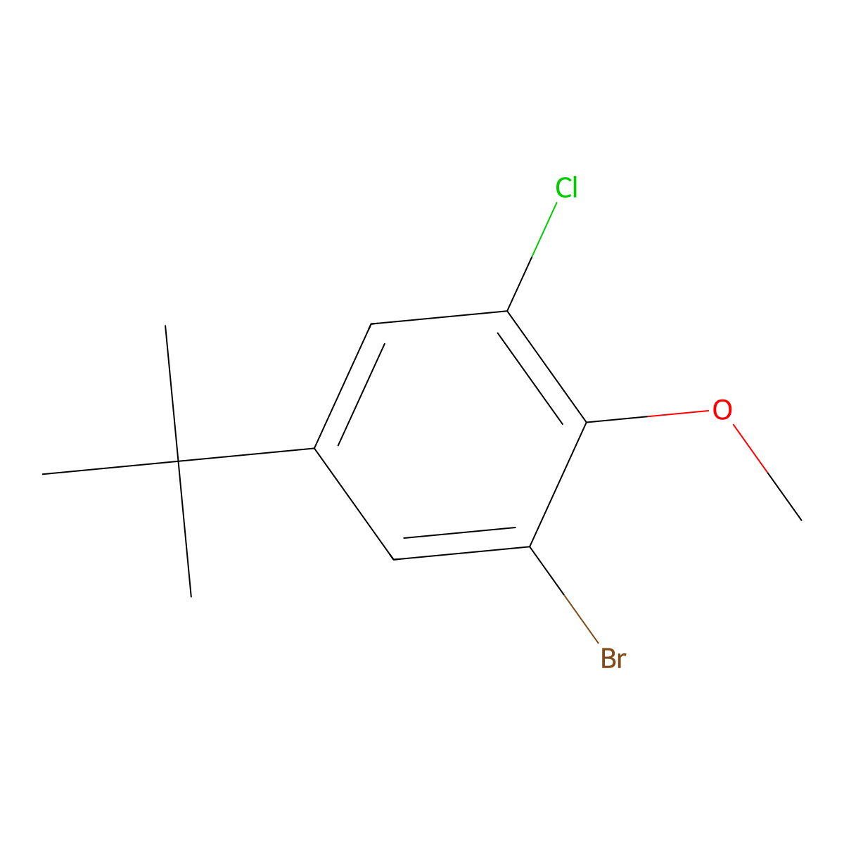 1-Bromo-5-(tert-butyl)-3-chloro-2-methoxybenzene molecular structure, CAS 1780999-67-8