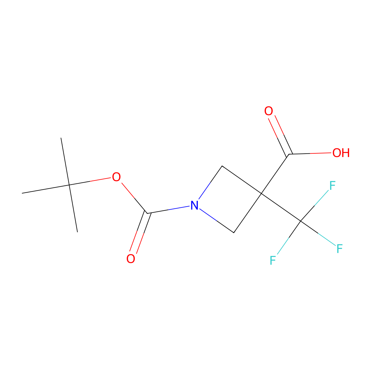 1-[(Tert-butoxy)carbonyl]-3-(trifluoromethyl)azetidine-3-carboxylic acid molecular structure, CAS 1781010-80-7
