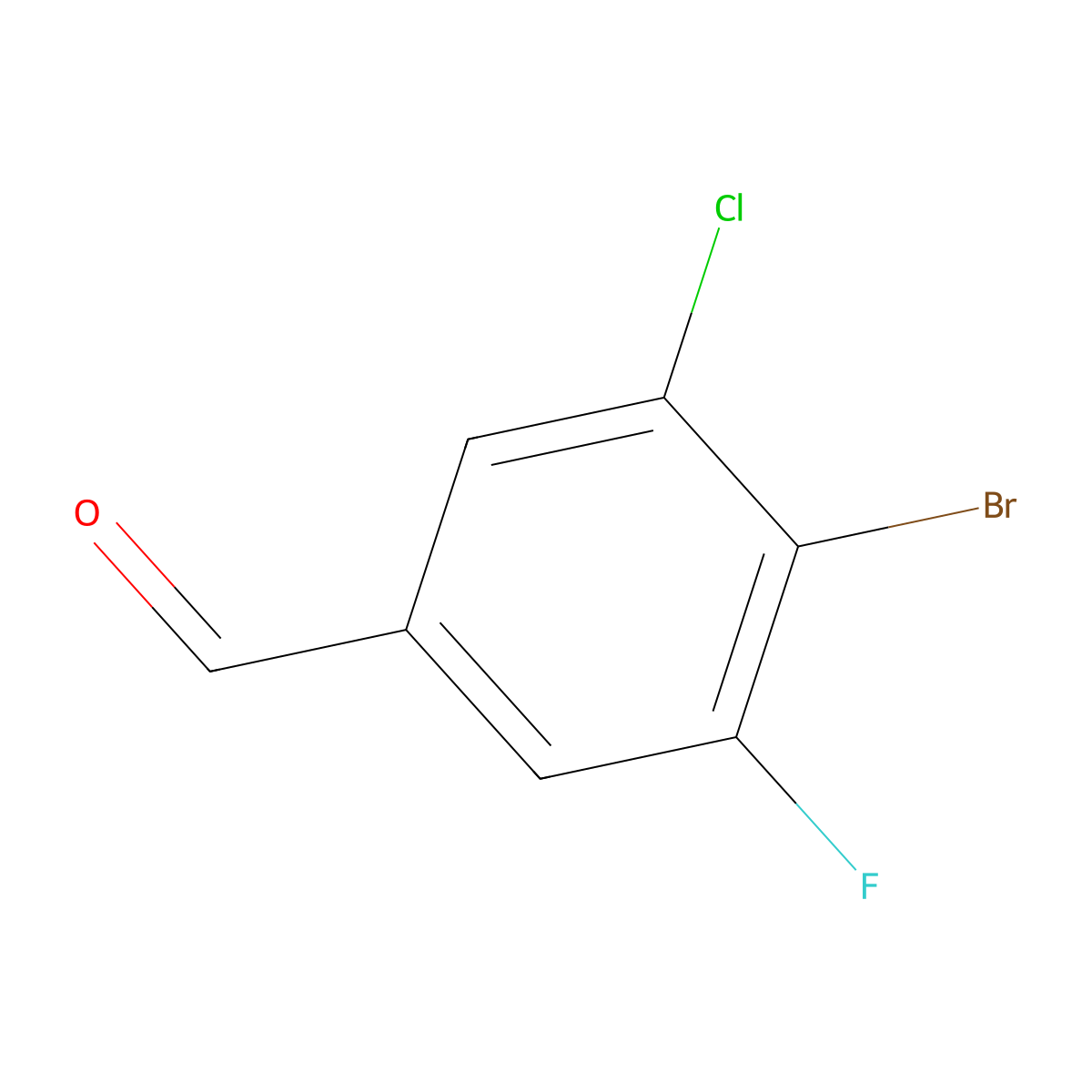 4-Bromo-3-chloro-5-fluorobenzaldehyde molecular structure, CAS 1781010-95-4